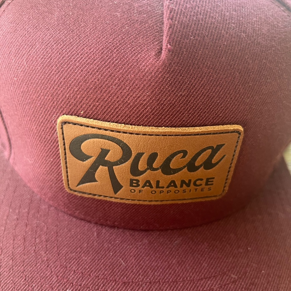 RVCA Burgundy Hat with Tan Patch